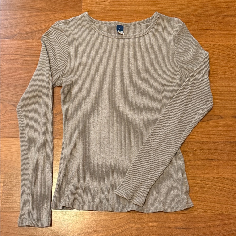 Old Navy Ribbed Long Sleeve Top - Tan